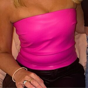 Steve Madden Hot Pink Strapless Leather Top